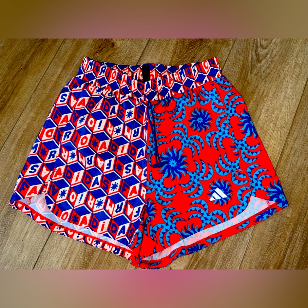 Adidas Farm Rio Pacer Shorts Women’s Size XS - Bright Red / Signal Cyan Mint